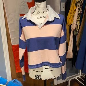 Cropped collared pullover sweater